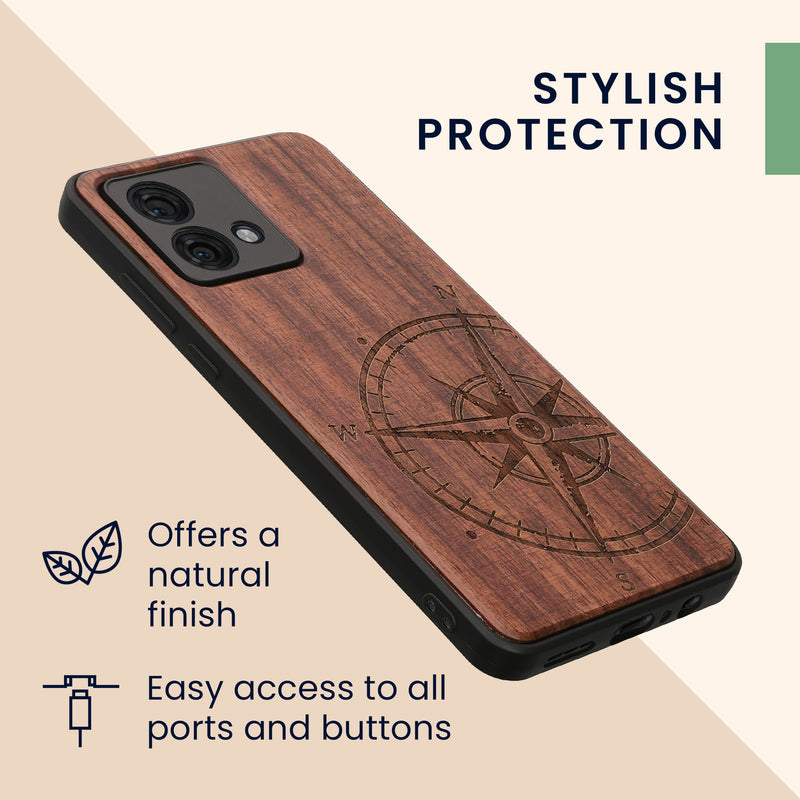 kwmobile Case Compatible with Motorola Moto G84 5G - Case - Phone Cover - TPU Compass Vintage