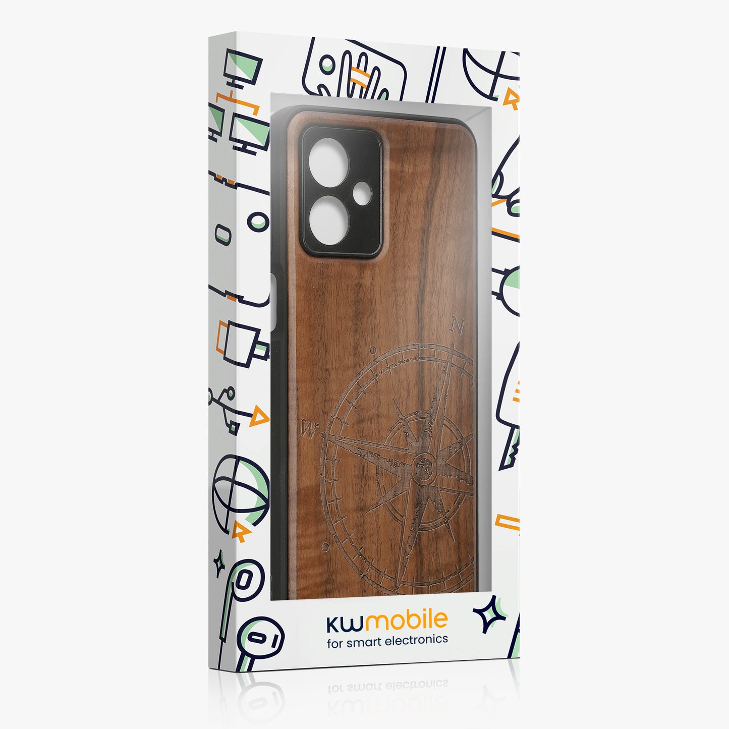 kwmobile Case Compatible with Motorola Moto G54 5G Phone Cover TPU Phone Case Compass Vintage