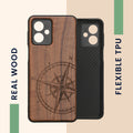 kwmobile Case Compatible with Motorola Moto G54 5G Phone Cover TPU Phone Case Compass Vintage