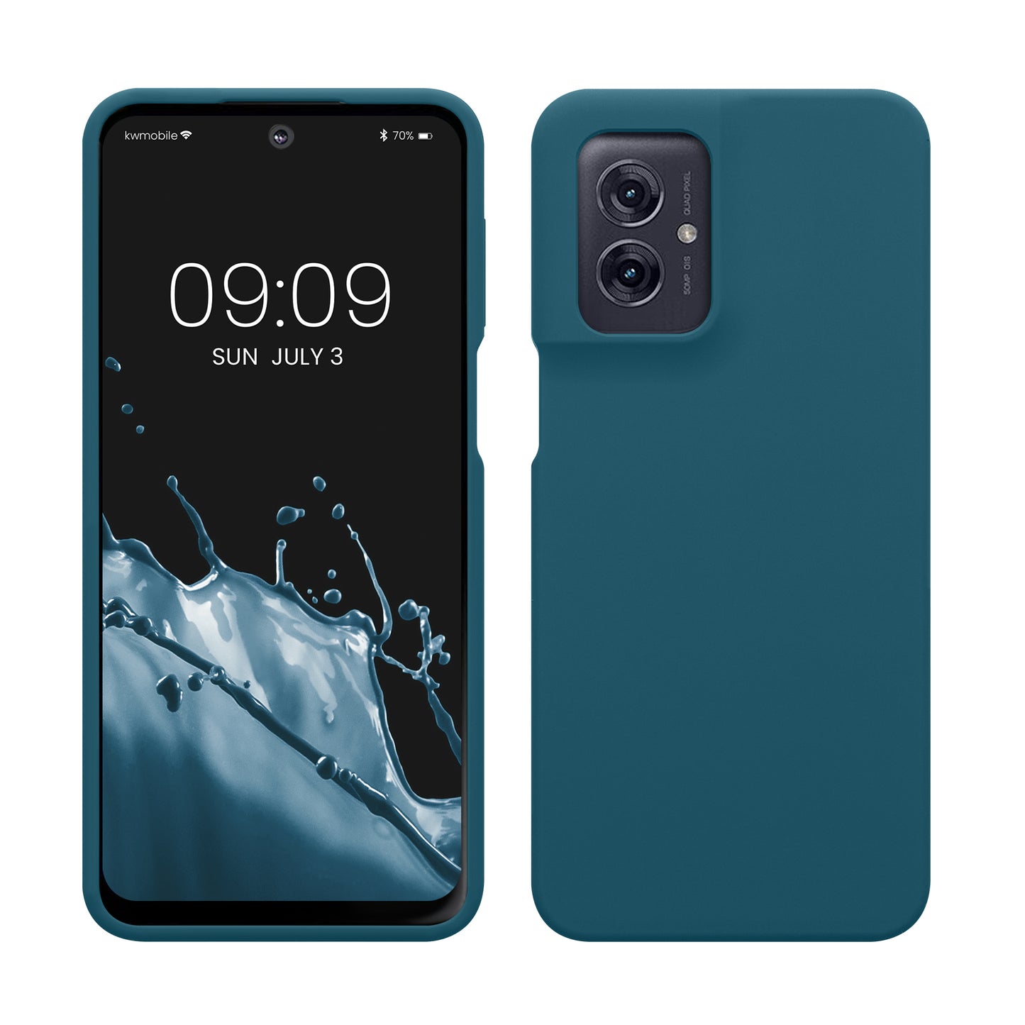 kwmobile Hülle kompatibel mit Motorola Moto G55 5G Hülle - Silikon Handy Case - Handyhülle weiche Oberfläche - kabelloses Laden - Petrol Petrol  