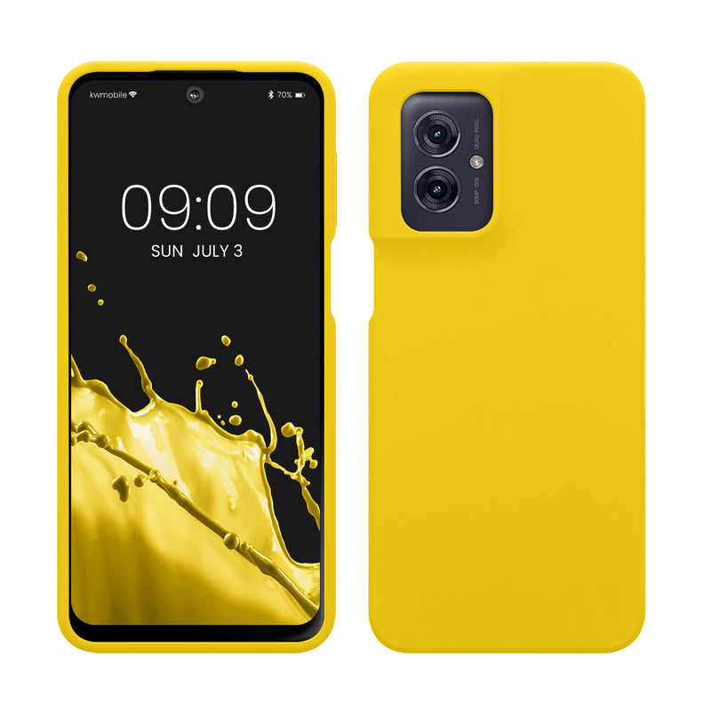 kwmobile Hülle kompatibel mit Motorola Moto G55 5G Hülle - Silikon Handy Case - Handyhülle weiche Oberfläche - kabelloses Laden - Strahlend Gelb Strahlend Gelb  