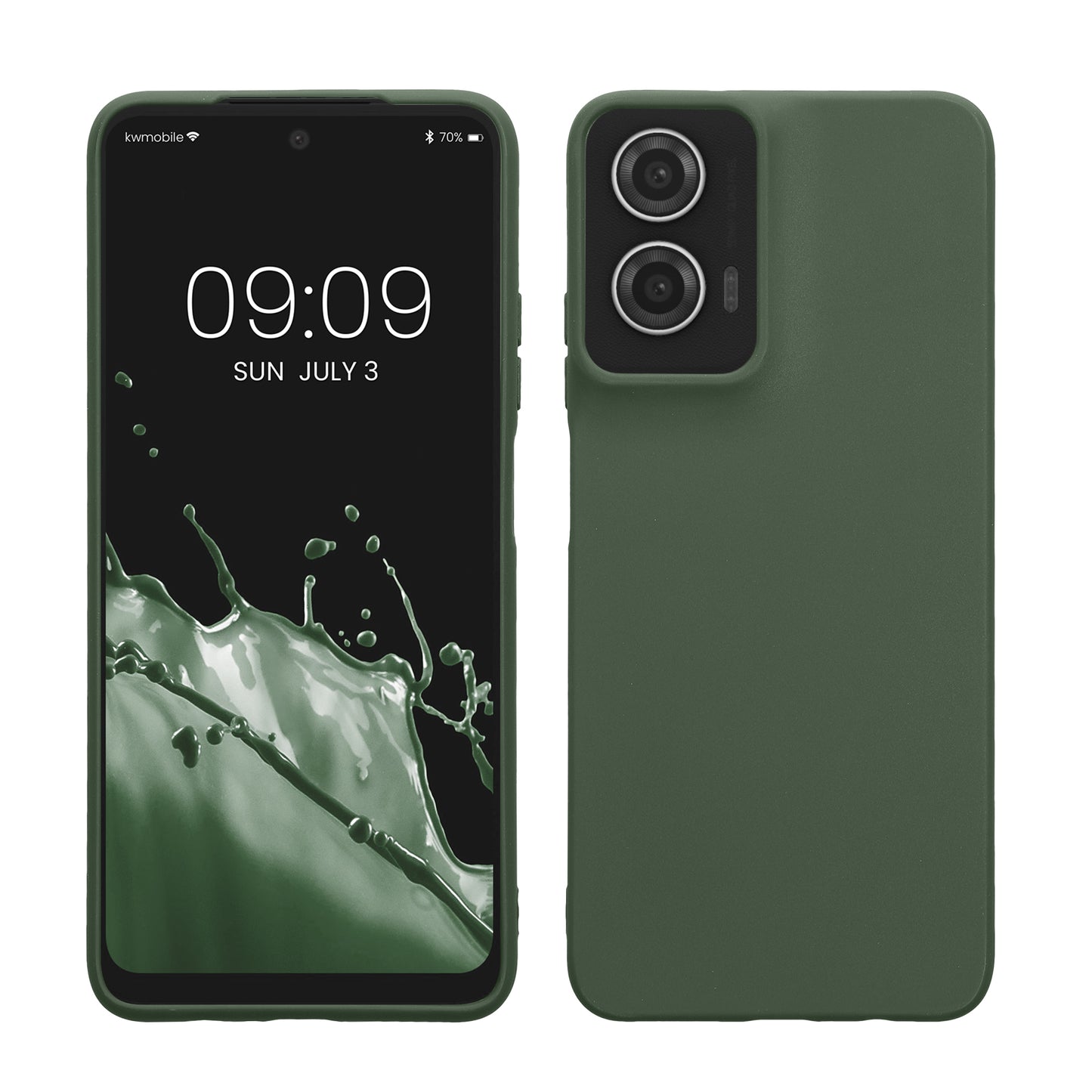 kwmobile Hülle kompatibel mit Motorola Moto G35 5G Hülle - weiches TPU Silikon Case - Cover geeignet für kabelloses Laden - Dunkelgrün Dunkelgrün  