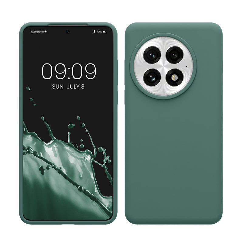 kwmobile Hülle kompatibel mit OnePlus 13 Hülle - Silikon Handy Case - Handyhülle weiche Oberfläche - kabelloses Laden - Tannengrün Tannengrün  