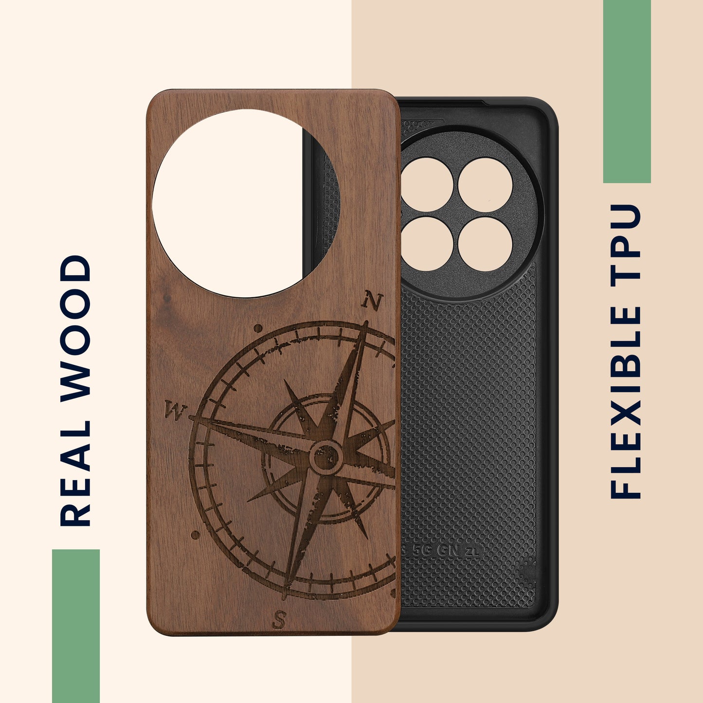kwmobile Case Compatible with OnePlus 13 Phone Cover TPU Cell Phone Case Compass Vintage