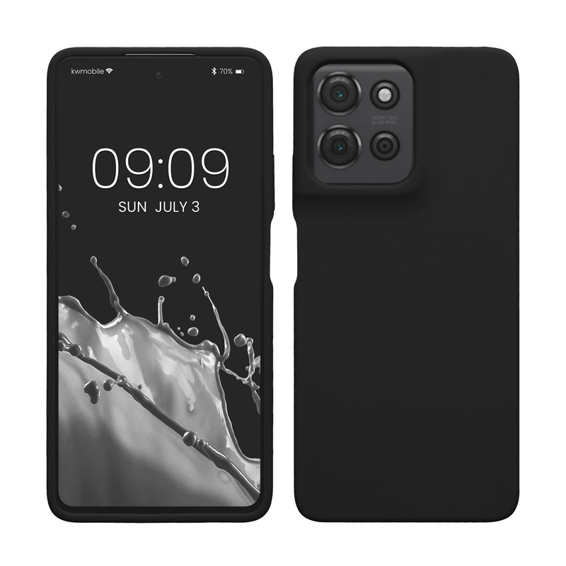kwmobile Hülle kompatibel mit Motorola Moto G75 5G Hülle - Silikon Handy Case - Handyhülle weiche Oberfläche - kabelloses Laden - Schwarz Schwarz  