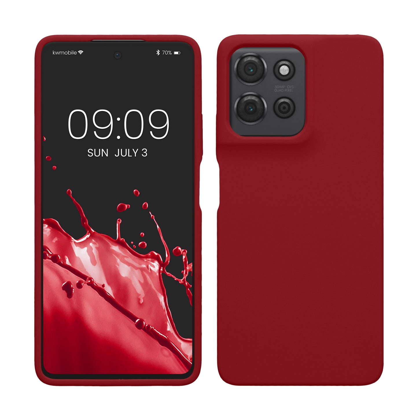 kwmobile Hülle kompatibel mit Motorola Moto G75 5G Hülle - Silikon Handy Case - Handyhülle weiche Oberfläche - kabelloses Laden - Rhabarber Rot Rhabarber Rot  