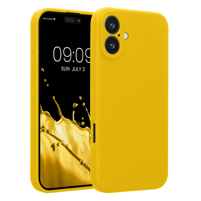 kwmobile Handyhülle kompatibel mit Apple iPhone 16 Plus Hülle - gummierte Handy Case aus Silikon in Strahlend Gelb Strahlend Gelb  