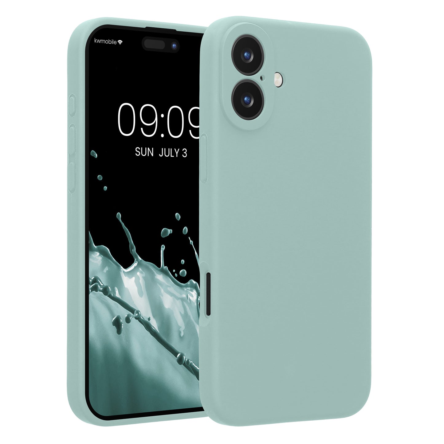 kwmobile Handyhülle kompatibel mit Apple iPhone 16 Plus Hülle - gummierte Handy Case aus Silikon in Mintgrün Mintgrün  