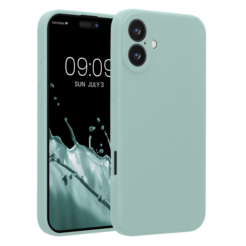 kwmobile Handyhülle kompatibel mit Apple iPhone 16 Plus Hülle - gummierte Handy Case aus Silikon in Mintgrün Mintgrün  
