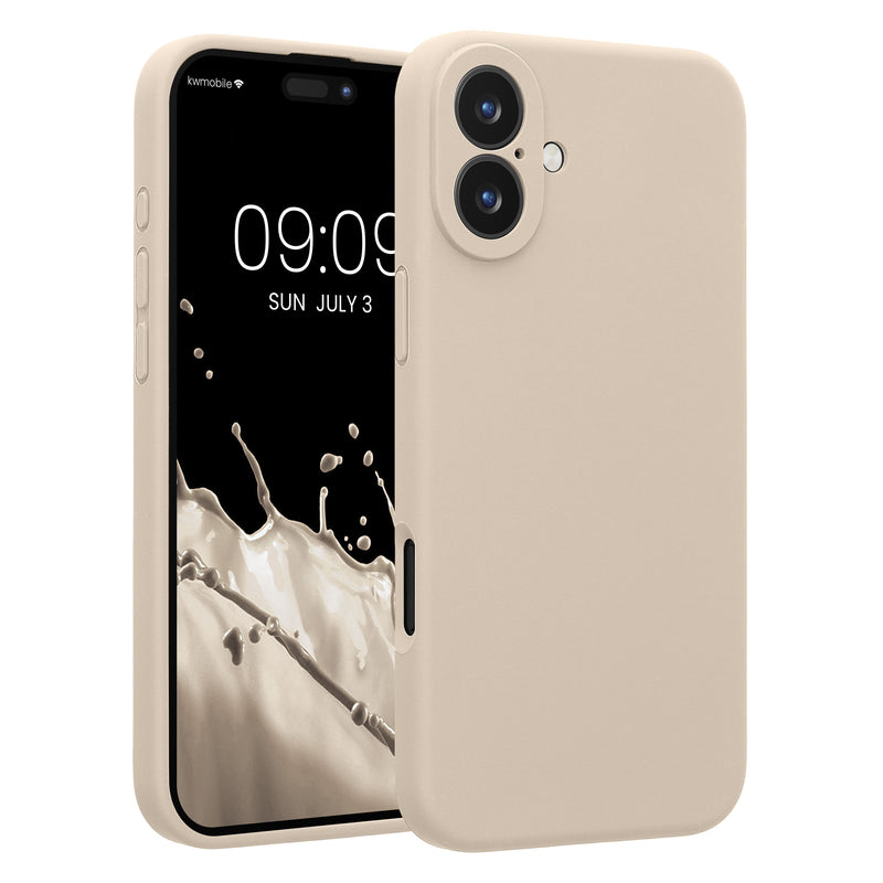 kwmobile Handyhülle kompatibel mit Apple iPhone 16 Plus Hülle - gummierte Handy Case aus Silikon in Creme Creme  