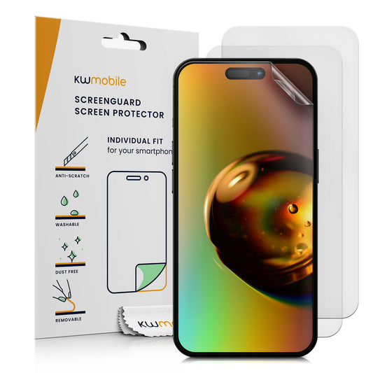 kwmobile 3x Folie matt kompatibel mit Apple iPhone 16 - Displayschutzfolie Schutzfolie - Displayschutz Displayfolie entspiegelt Matt Transparent  