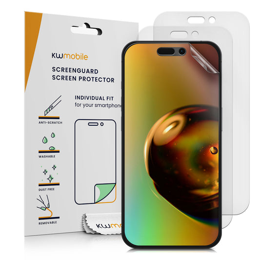 kwmobile 3x Folie matt kompatibel mit Apple iPhone 16 Pro - Displayschutzfolie Schutzfolie - Displayschutz Displayfolie entspiegelt Matt Transparent  