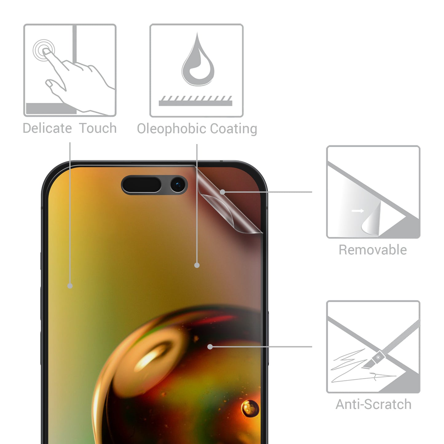 kwmobile Screen Protector compatible with Apple iPhone 16 Pro Anti-Glare Screen Protector Film