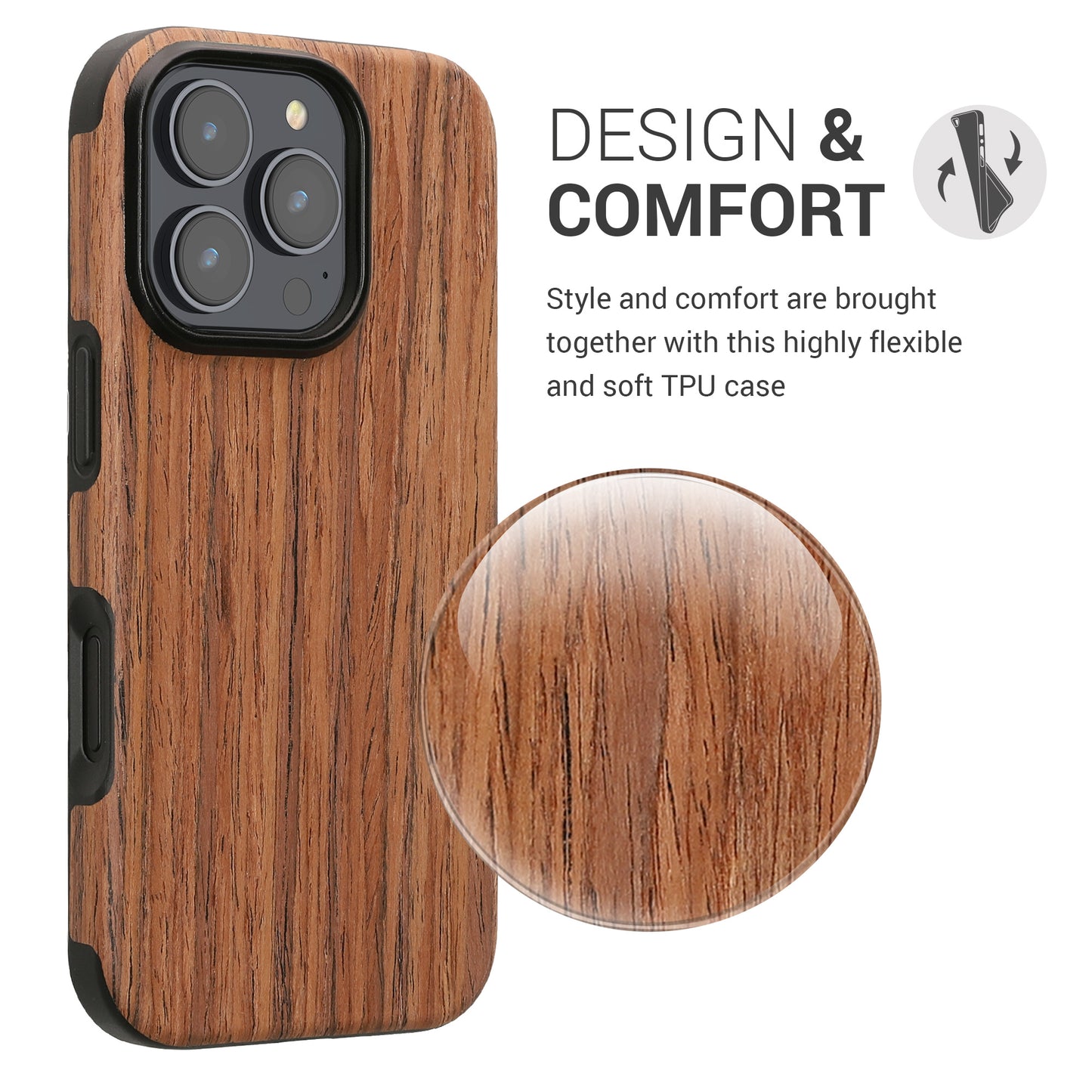 kwmobile Case Compatible with Apple iPhone 16 Pro - Phone Cover Protector - Back Cover Grain