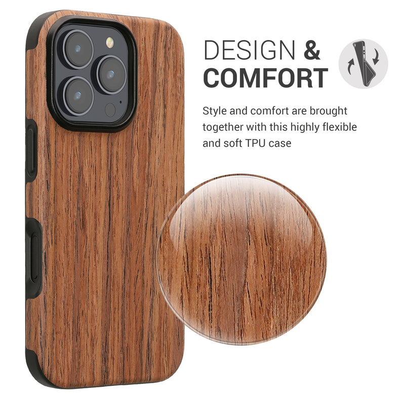 kwmobile Case Compatible with Apple iPhone 16 Pro - Phone Cover Protector - Back Cover Grain