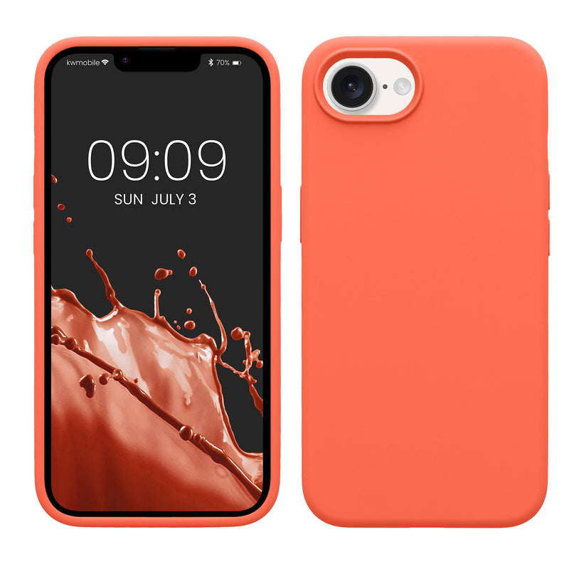 kwmobile Hülle kompatibel mit Apple iPhone 17e / iPhone 16e Hülle - Silikon Handy Case - Handyhülle weiche Oberfläche - kabelloses Laden - Leuchtende Koralle Leuchtende Koralle  