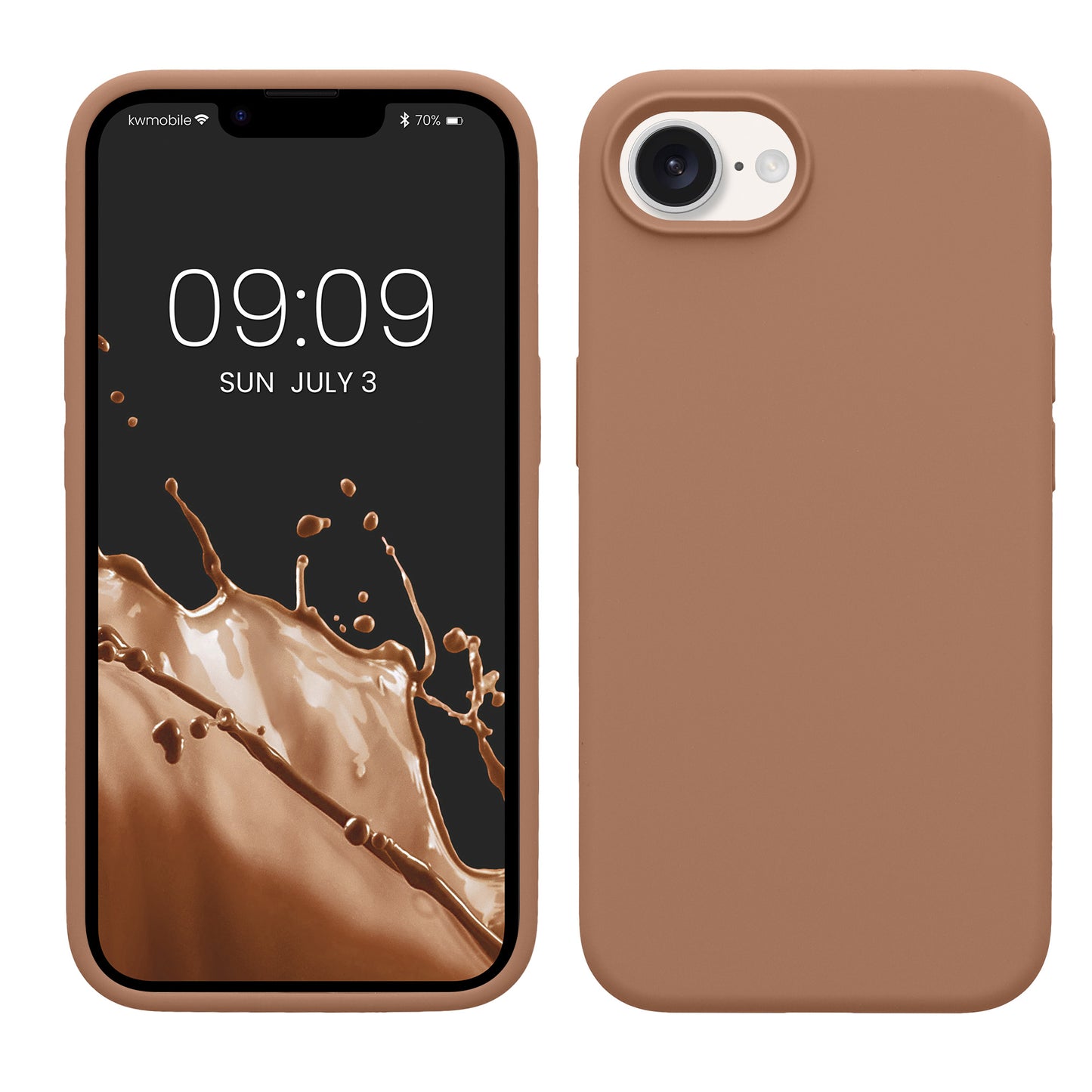 kwmobile Hülle kompatibel mit Apple iPhone 17e / iPhone 16e Hülle - Silikon Handy Case - Handyhülle weiche Oberfläche - kabelloses Laden - Cappuccino Cappuccino  