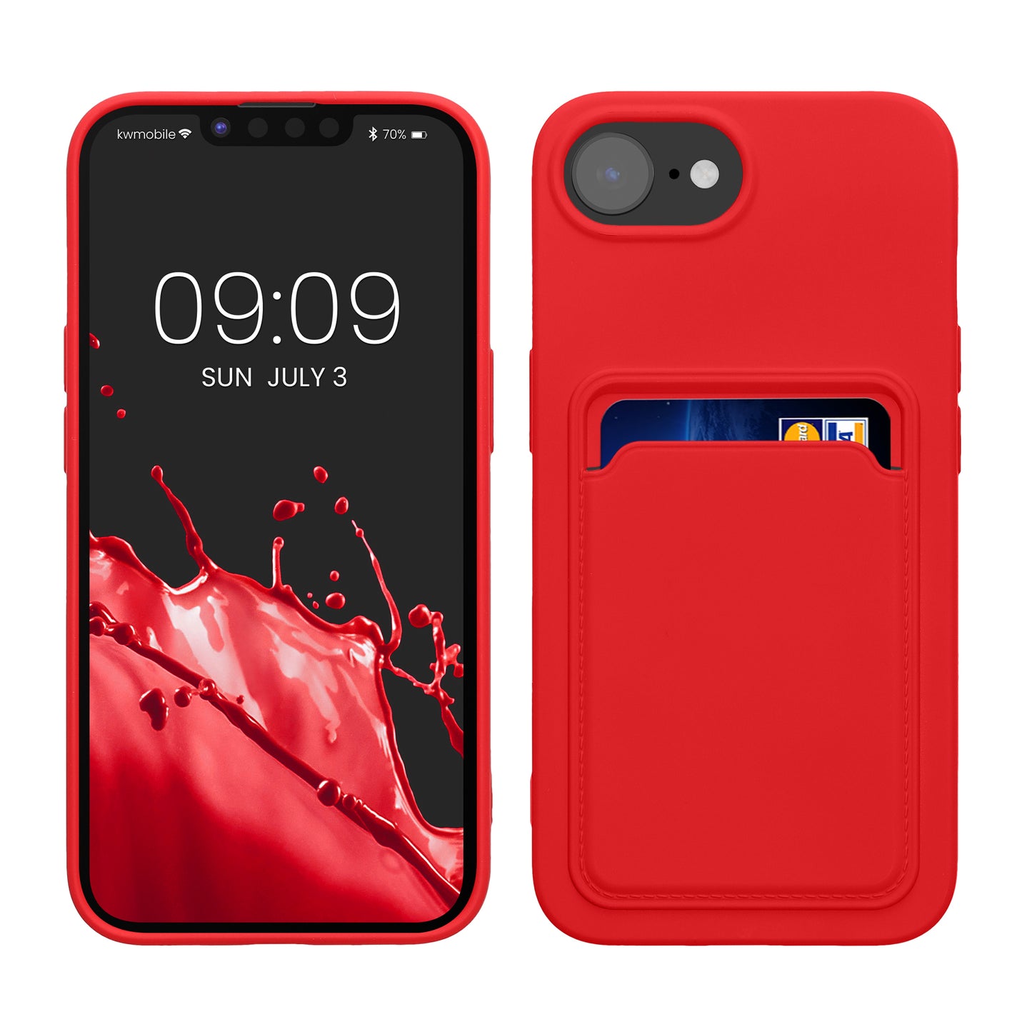 kwmobile Handyhülle kompatibel mit Apple iPhone 17e / iPhone 16e Hülle - Handy Cover mit Fach für Karten - in Rot Rot  