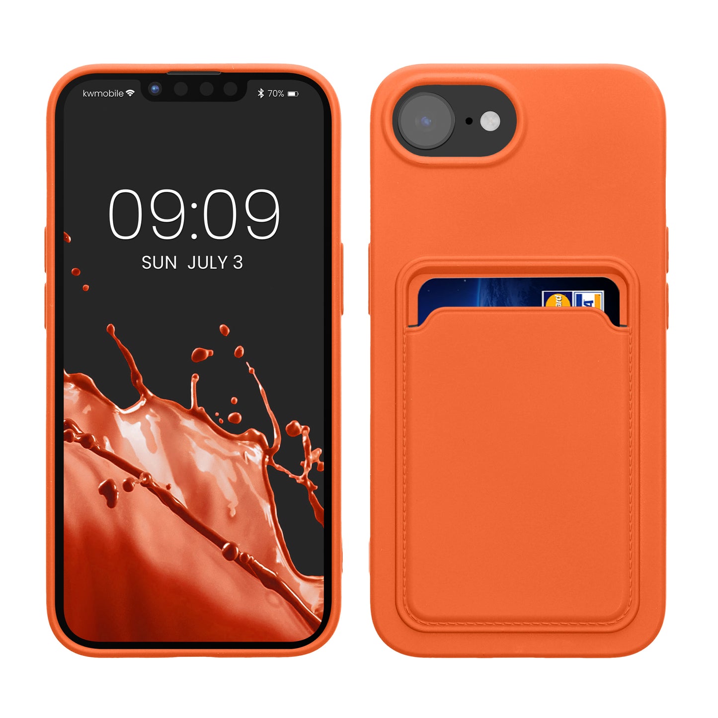 kwmobile Handyhülle kompatibel mit Apple iPhone 17e / iPhone 16e Hülle - Handy Cover mit Fach für Karten - in Orange Orange  