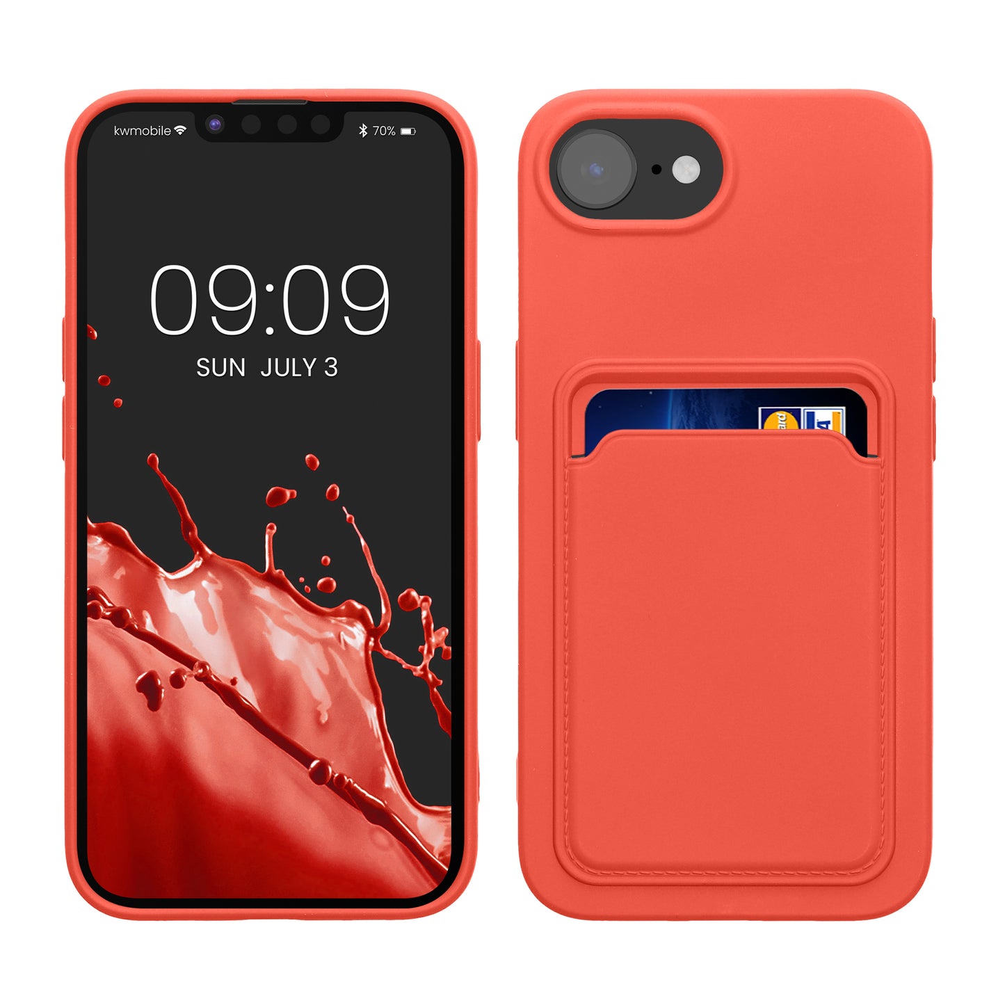kwmobile Handyhülle kompatibel mit Apple iPhone 17e / iPhone 16e Hülle - Handy Cover mit Fach für Karten - in Koralle Koralle  