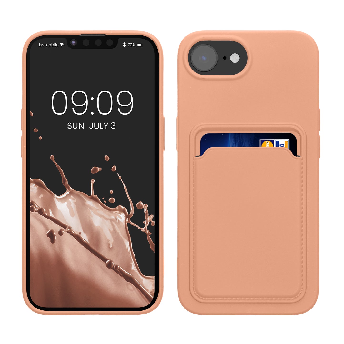 kwmobile Handyhülle kompatibel mit Apple iPhone 17e / iPhone 16e Hülle - Handy Cover mit Fach für Karten - in Grapefruit Pink Grapefruit Pink  