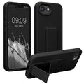 kwmobile Handyhülle kompatibel mit Apple iPhone 17e / iPhone 16e - Hülle mit Fingerhalter und Standfunktion - Silikon Case Handy Cover in Schwarz Schwarz  