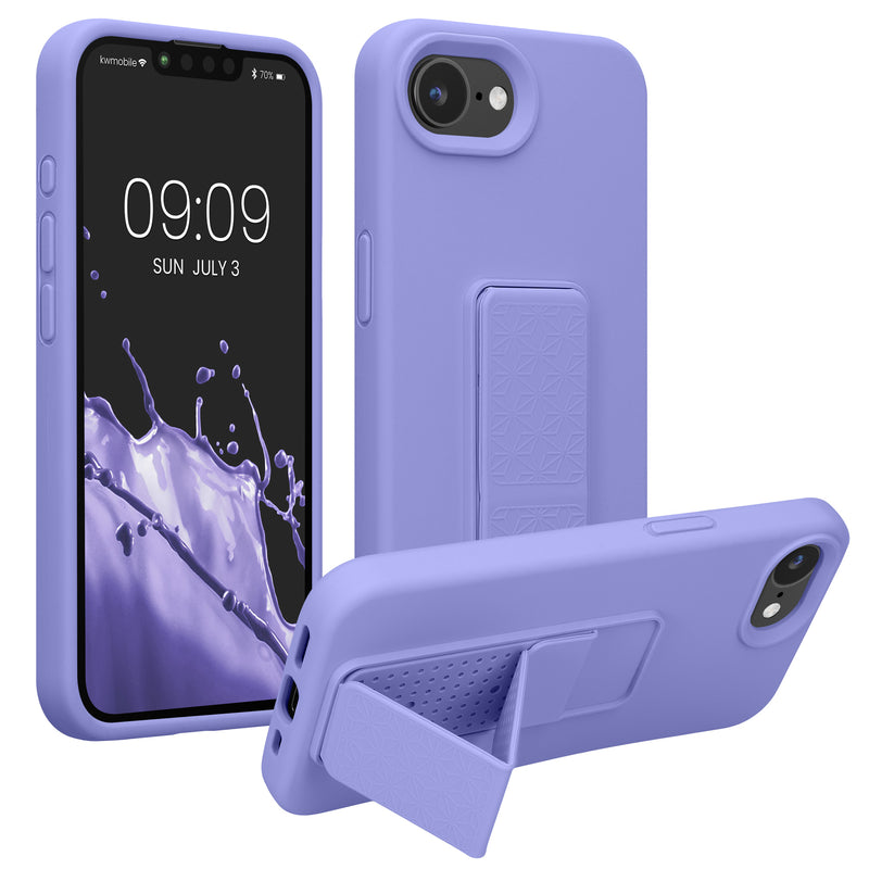 kwmobile Handyhülle kompatibel mit Apple iPhone 17e / iPhone 16e - Hülle mit Fingerhalter und Standfunktion - Silikon Case Handy Cover in Lavendel Lavendel  
