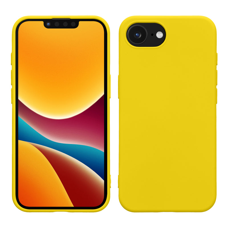 kwmobile Hülle kompatibel mit Apple iPhone 17e / iPhone 16e Hülle - gummierte TPU Silikon Handyhülle - Schutzhülle für kabelloses Laden - Case in Strahlend Gelb Strahlend Gelb  