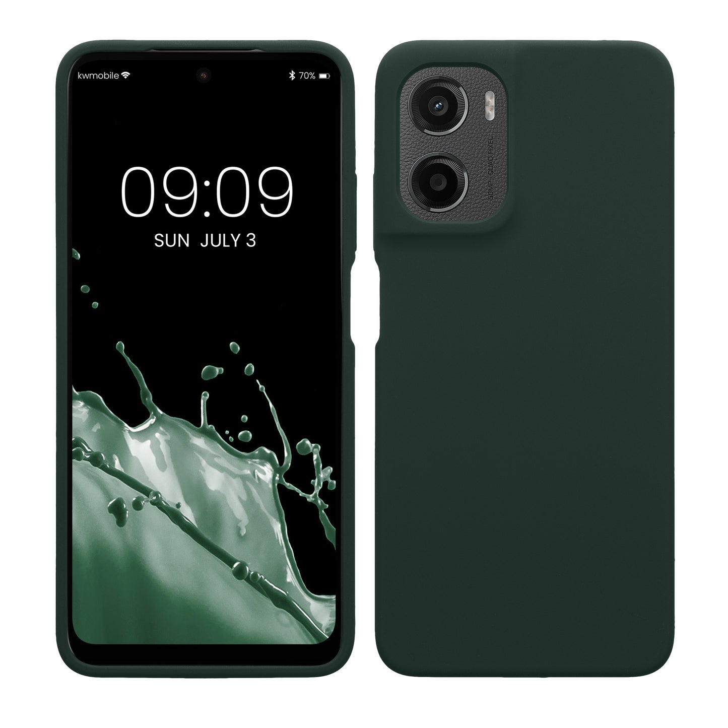 kwmobile Hülle kompatibel mit Motorola Moto G05 / Moto E15 Hülle - Silikon Handy Case - Handyhülle weiche Oberfläche - kabelloses Laden - Moosgrün Moosgrün  