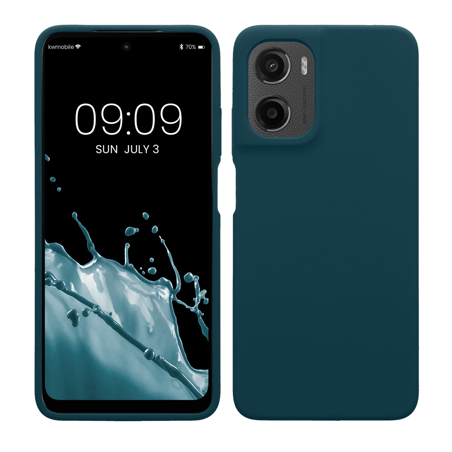kwmobile Hülle kompatibel mit Motorola Moto G05 / Moto E15 Hülle - Silikon Handy Case - Handyhülle weiche Oberfläche - kabelloses Laden - Petrol Petrol  
