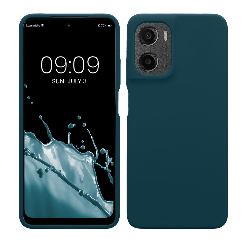 kwmobile Hülle kompatibel mit Motorola Moto G05 / Moto E15 Hülle - Silikon Handy Case - Handyhülle weiche Oberfläche - kabelloses Laden - Petrol Petrol  