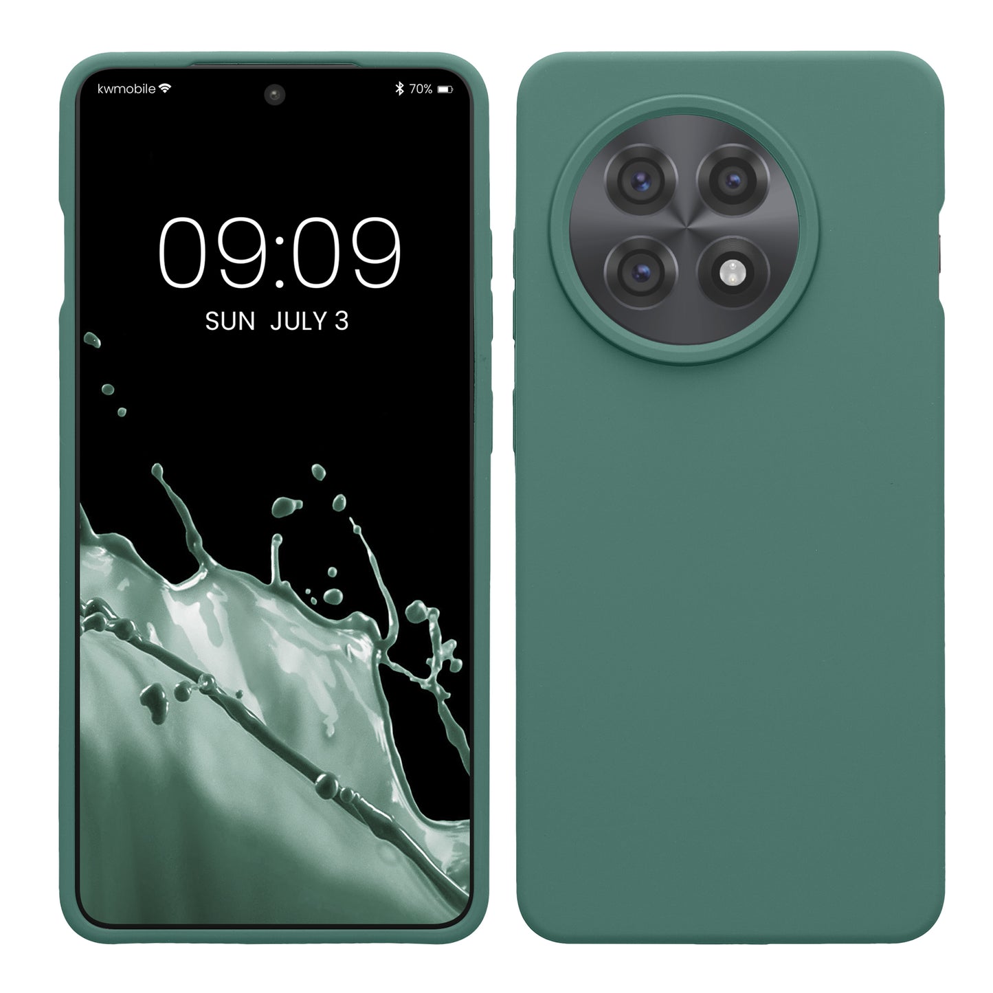kwmobile Hülle kompatibel mit OnePlus 13R Hülle - Silikon Handy Case - Handyhülle weiche Oberfläche - kabelloses Laden - Tannengrün Tannengrün  