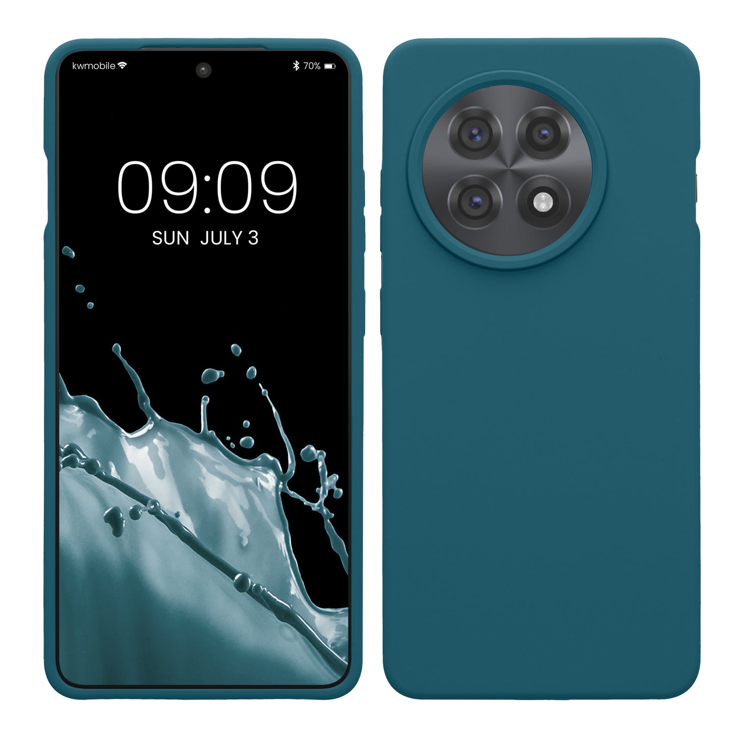 kwmobile Hülle kompatibel mit OnePlus 13R Hülle - Silikon Handy Case - Handyhülle weiche Oberfläche - kabelloses Laden - Petrol Petrol  