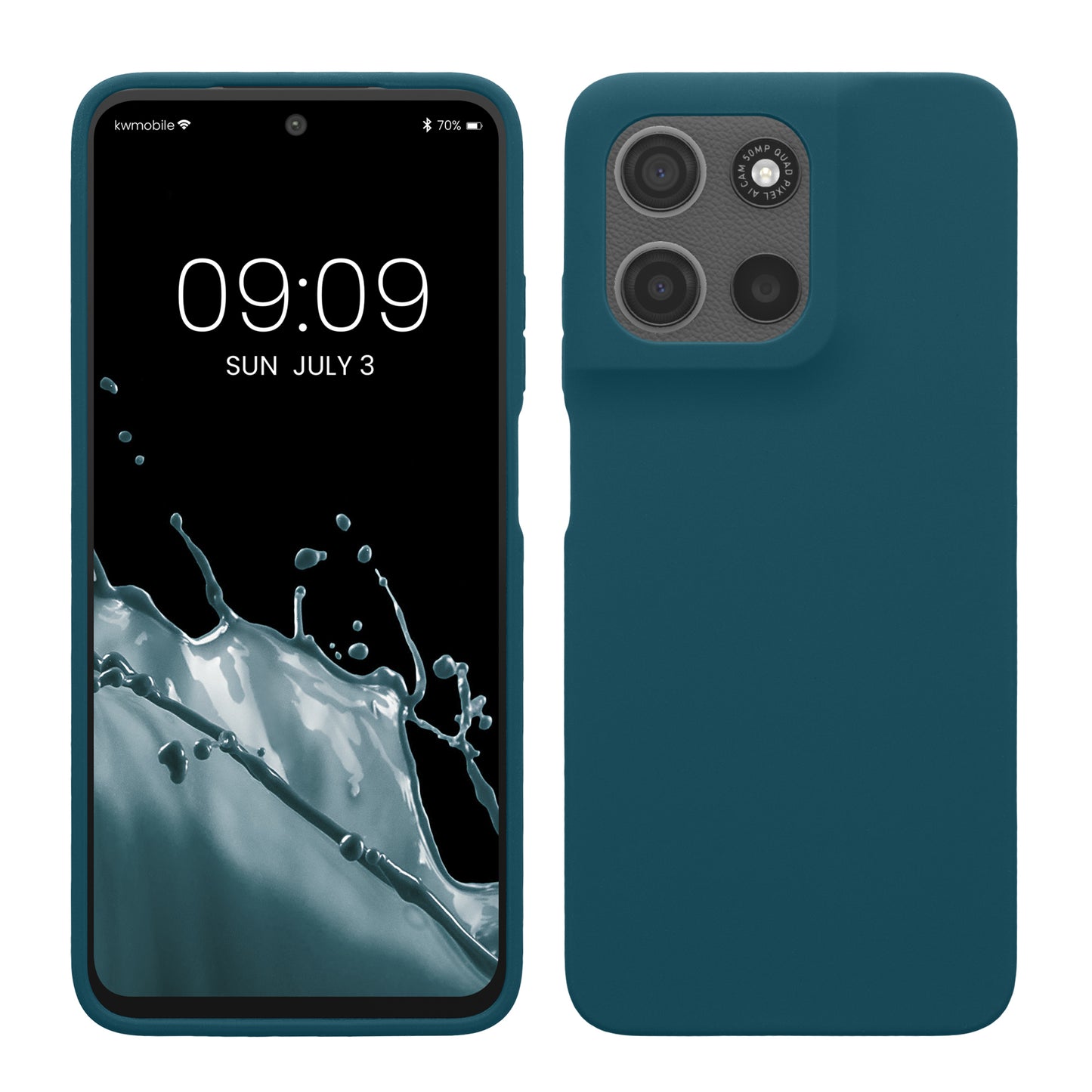 kwmobile Hülle kompatibel mit Motorola Moto G15 Hülle - Silikon Handy Case - Handyhülle weiche Oberfläche - kabelloses Laden - Petrol Petrol  