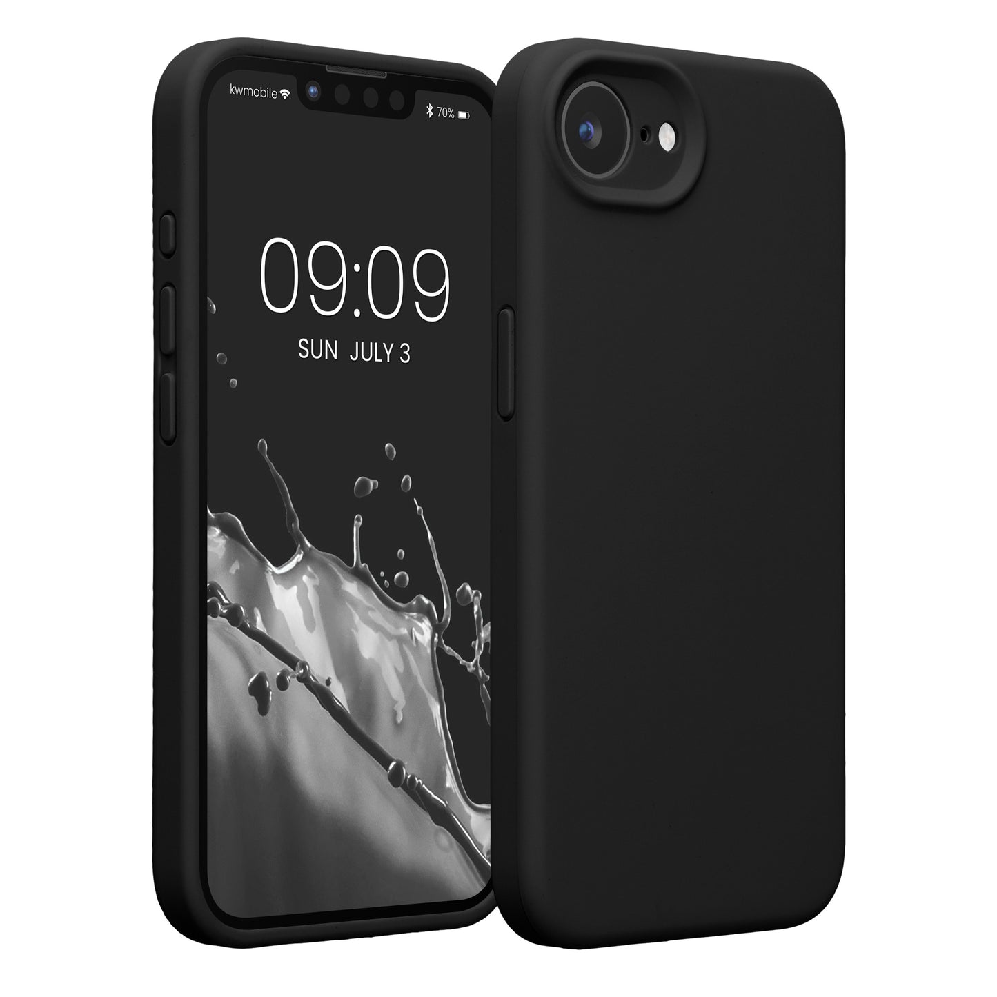 kwmobile Handyhülle kompatibel mit Apple iPhone 17e / iPhone 16e Hülle - gummierte Handy Case aus Silikon in Schwarz Schwarz  
