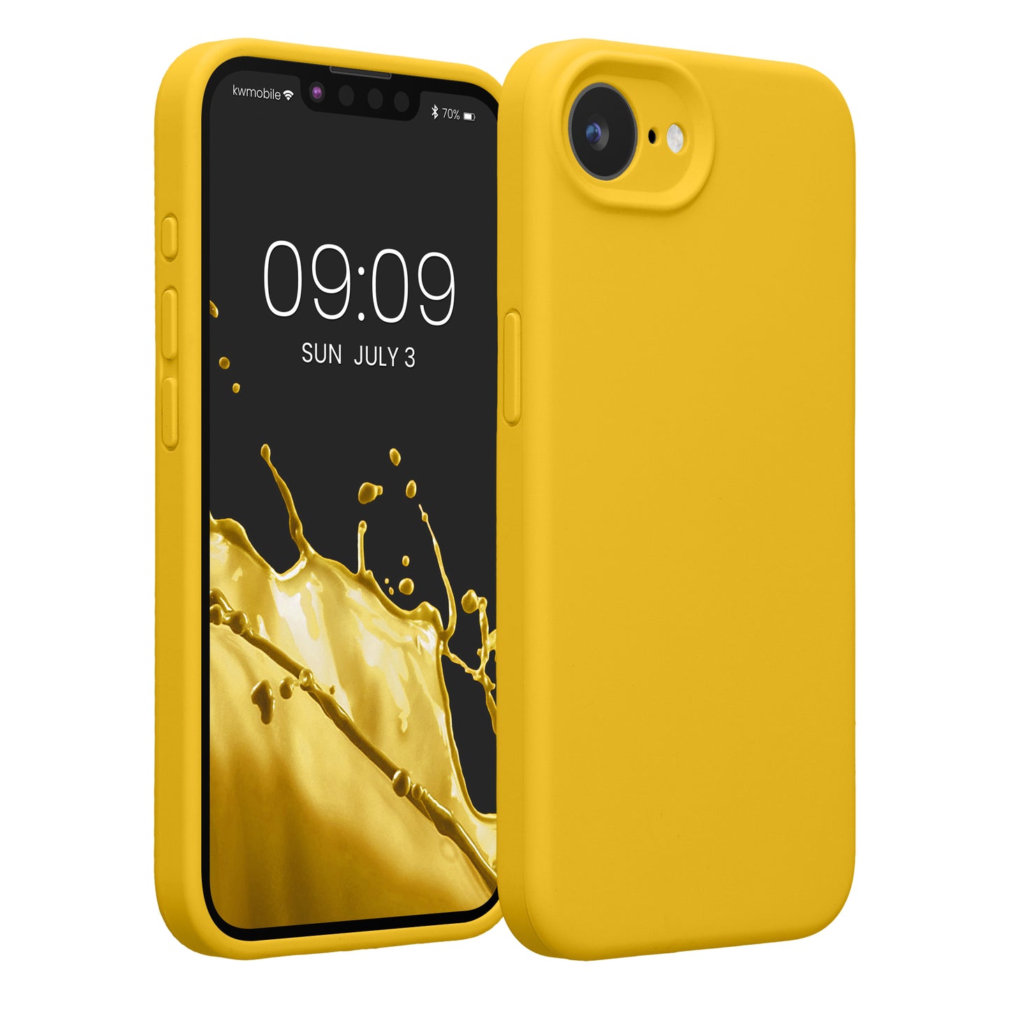 kwmobile Handyhülle kompatibel mit Apple iPhone 17e / iPhone 16e Hülle - gummierte Handy Case aus Silikon in Strahlend Gelb Strahlend Gelb  