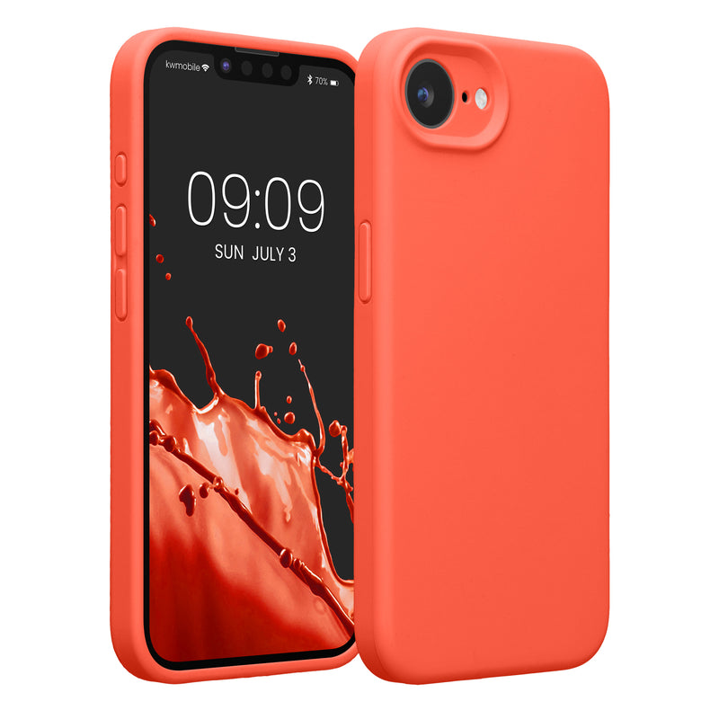 kwmobile Handyhülle kompatibel mit Apple iPhone 17e / iPhone 16e Hülle - gummierte Handy Case aus Silikon in Neon Koralle Neon Koralle  