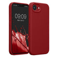 kwmobile Handyhülle kompatibel mit Apple iPhone 17e / iPhone 16e Hülle - gummierte Handy Case aus Silikon in Rhabarber Rot Rhabarber Rot  