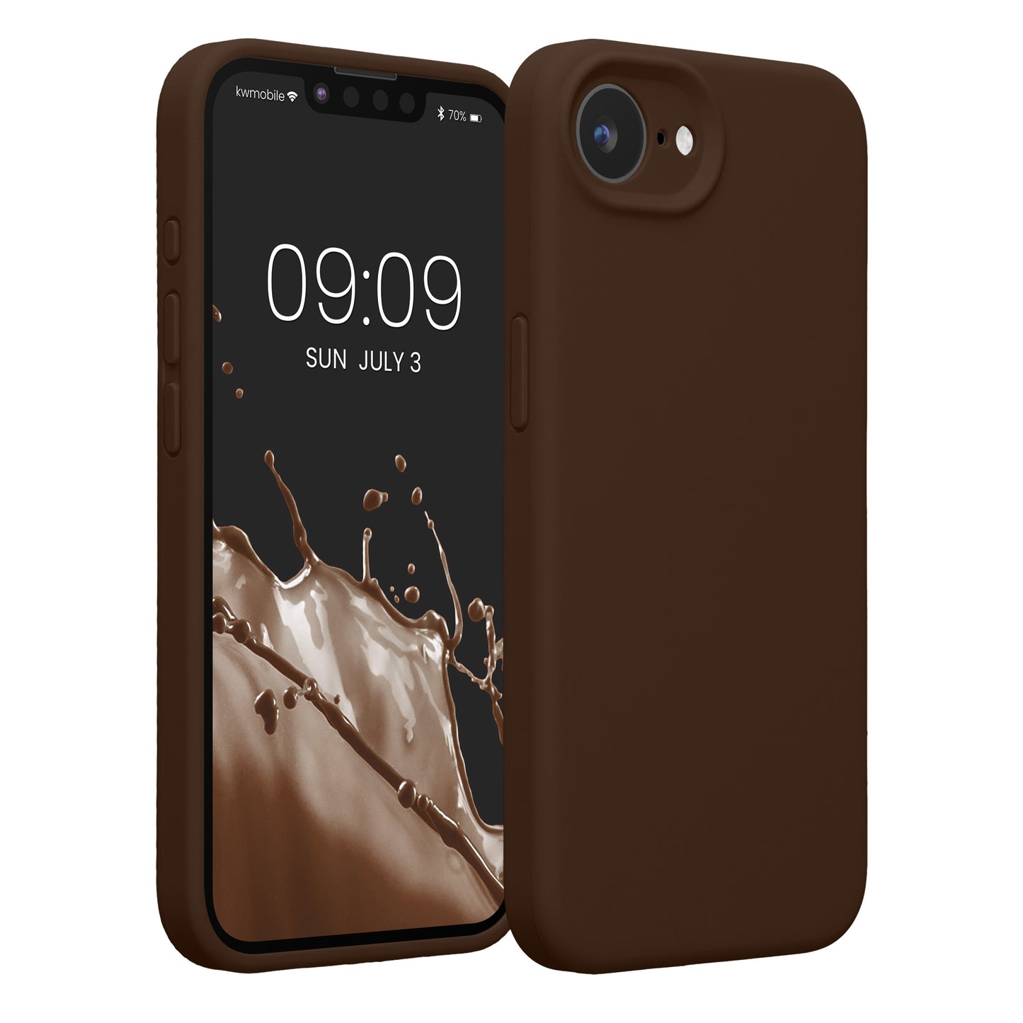 kwmobile Handyhülle kompatibel mit Apple iPhone 17e / iPhone 16e Hülle - gummierte Handy Case aus Silikon in Chocolate Chocolate  
