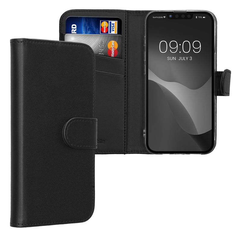 kwmobile Hülle kompatibel mit Apple iPhone 17e / iPhone 16e - Kunstleder Handyhülle mit Kartenfächern - in Schwarz Schwarz  