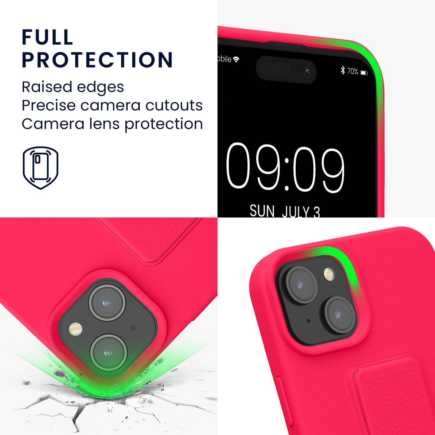 kwmobile Phone Case for Apple iPhone 15 Plus Case with Finger Holder and Stand Protective Cover