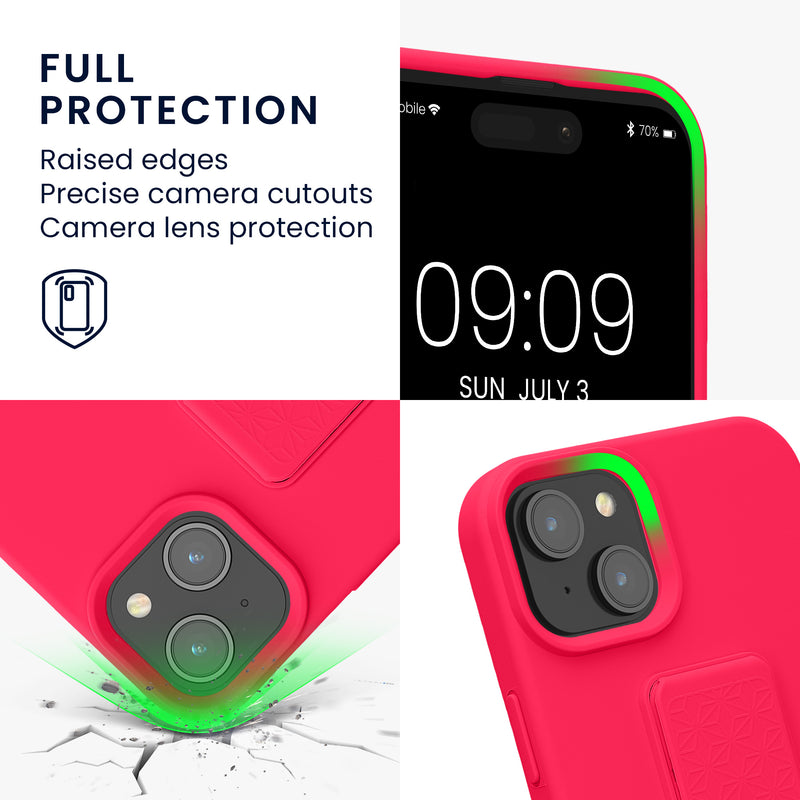 kwmobile Phone Case for Apple iPhone 15 Plus Case with Finger Holder and Stand Protective Cover