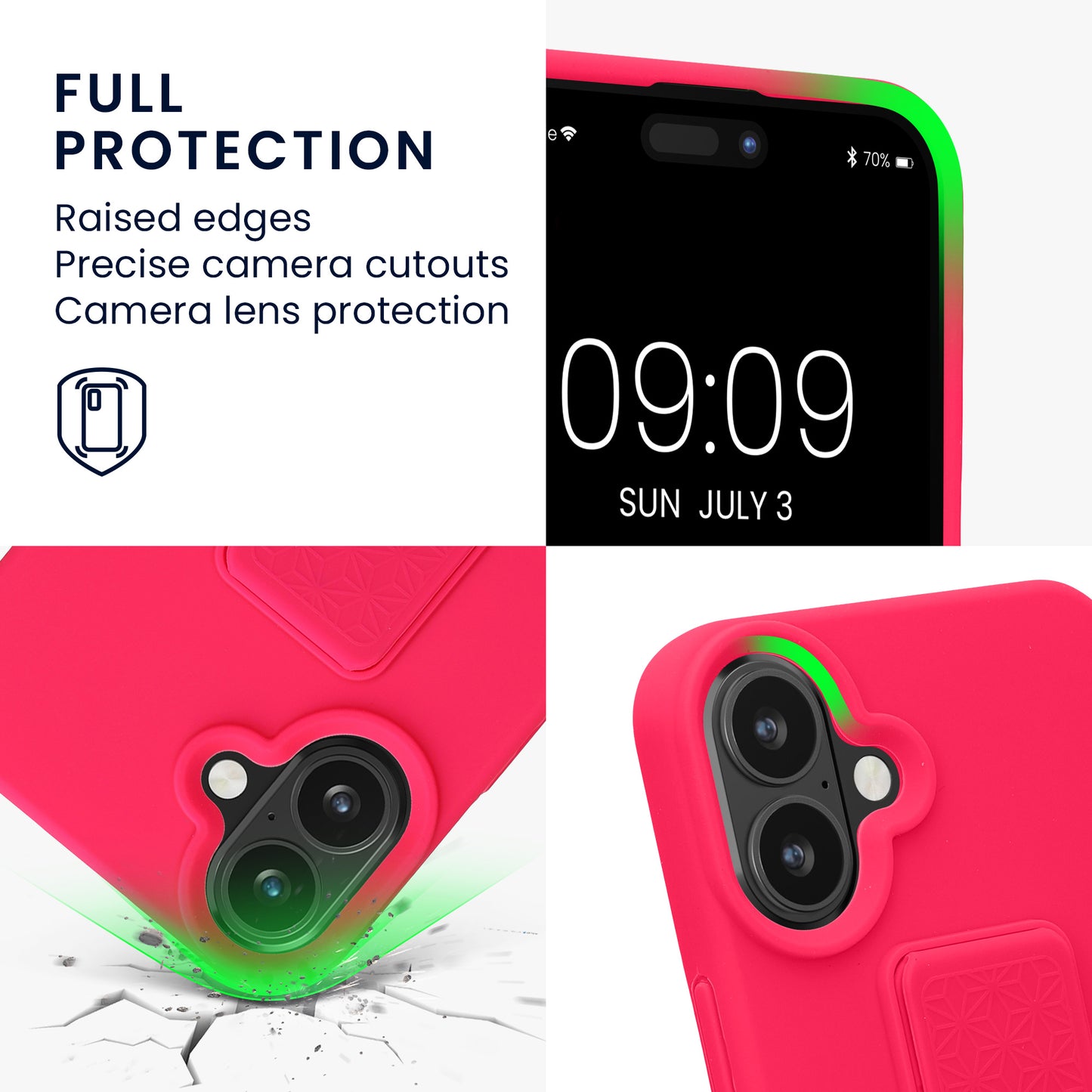 kwmobile Case for Apple iPhone 16 Plus - Phone Cover with Finger Holder and Stand