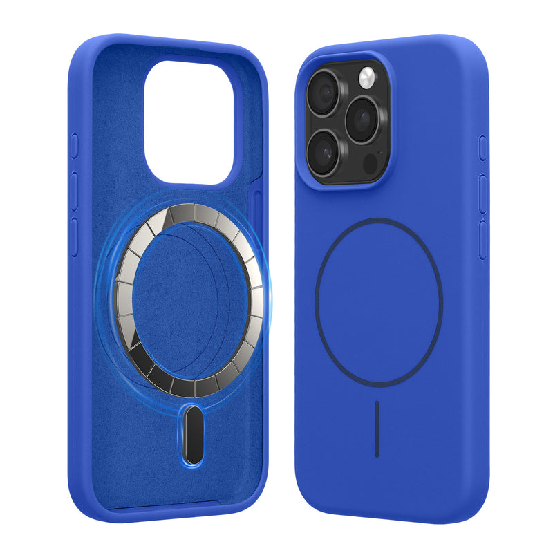 kwmobile Handyhülle für Apple iPhone 15 Pro - Hülle für MagSafe - Hülle für iPhone 15 Pro Case - Silikon Rückseite magnetisch in Baltik Blau Baltik Blau  