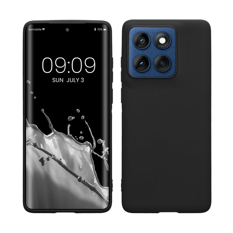 kwmobile Hülle kompatibel mit Motorola Edge 60 Hülle - weiches TPU Silikon Case - Cover geeignet für kabelloses Laden - Schwarz matt Schwarz matt  