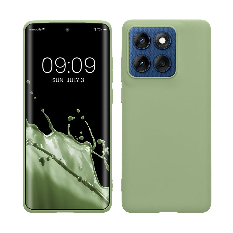 kwmobile Hülle kompatibel mit Motorola Edge 60 Hülle - weiches TPU Silikon Case - Cover geeignet für kabelloses Laden - Hellgrün Hellgrün  