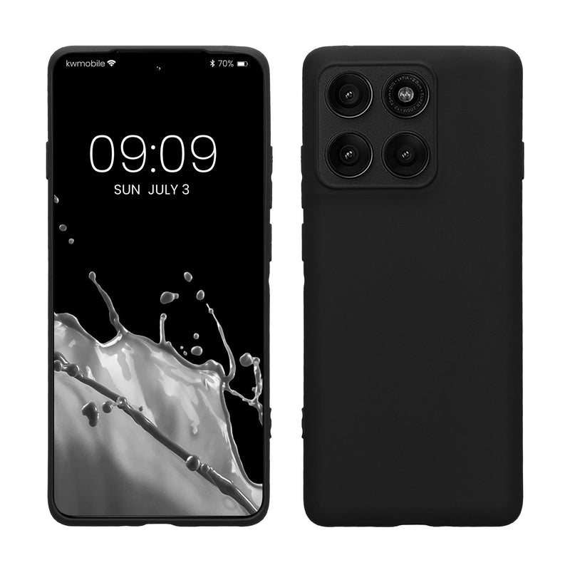 kwmobile Hülle kompatibel mit Motorola Edge 60 Pro Hülle - weiches TPU Silikon Case - Cover geeignet für kabelloses Laden - Schwarz matt Schwarz matt  