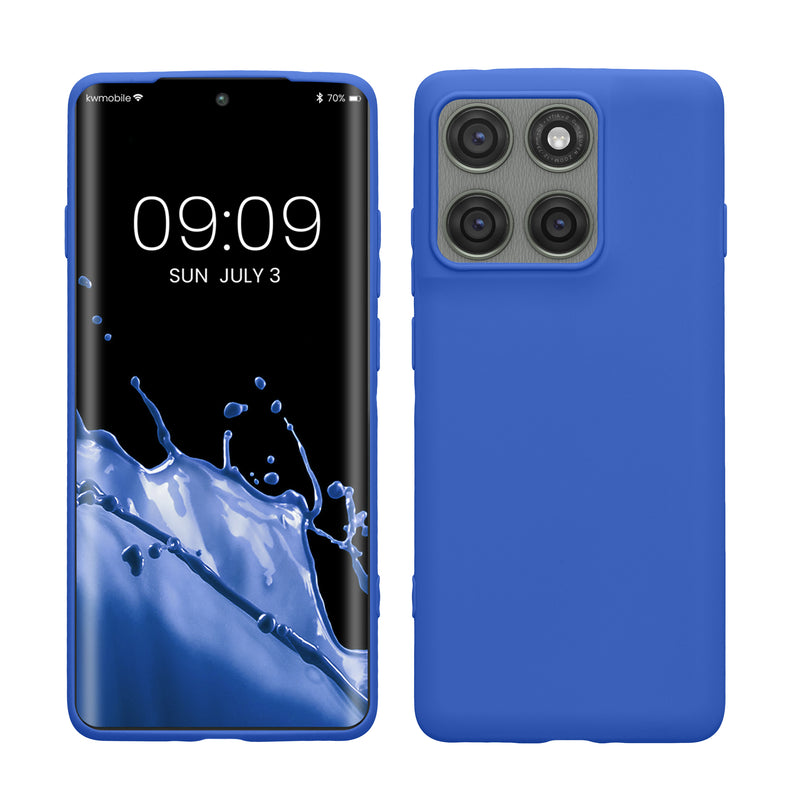 kwmobile Hülle kompatibel mit Motorola Edge 60 Pro Hülle - weiches TPU Silikon Case - Cover geeignet für kabelloses Laden - Baltik Blau Baltik Blau  