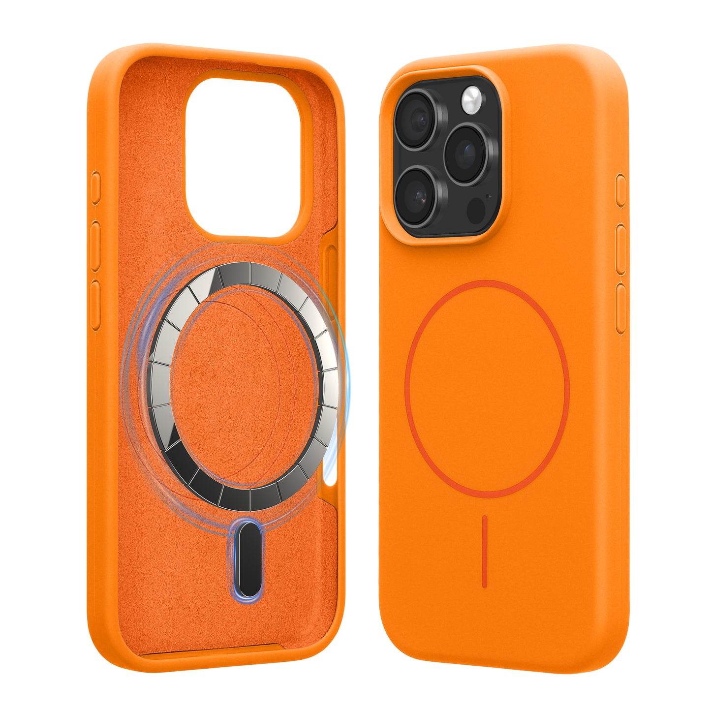 kwmobile Handyhülle für Apple iPhone 16 Pro - Hülle für MagSafe - Hülle für iPhone 16 Pro Case - Silikon Rückseite magnetisch in Fruity Orange Fruity Orange  