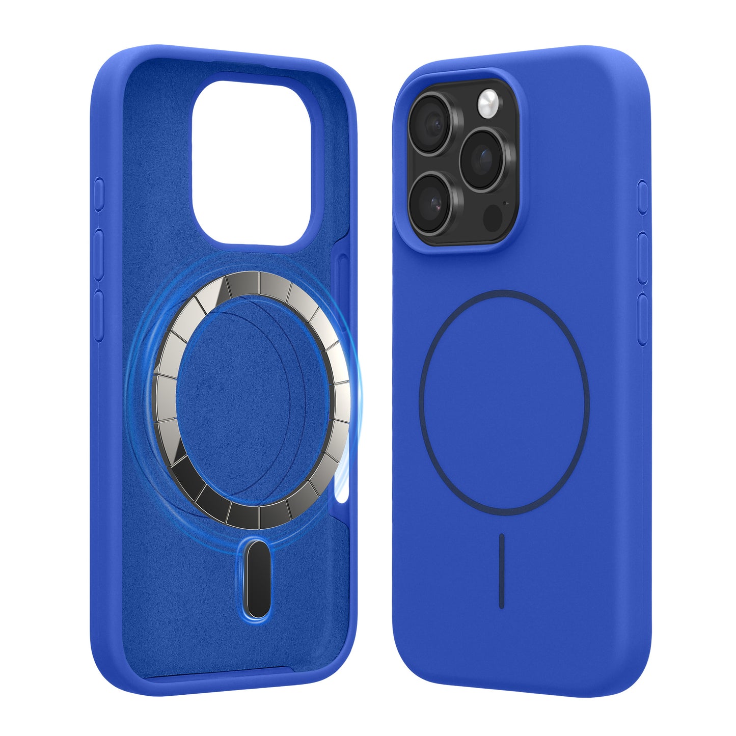 kwmobile Handyhülle für Apple iPhone 16 Pro - Hülle für MagSafe - Hülle für iPhone 16 Pro Case - Silikon Rückseite magnetisch in Baltik Blau Baltik Blau  
